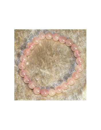 Bracelet  Quartz rose  8 mm