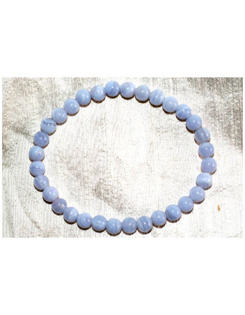 Bracelet Calcédoine bleue 6 mm